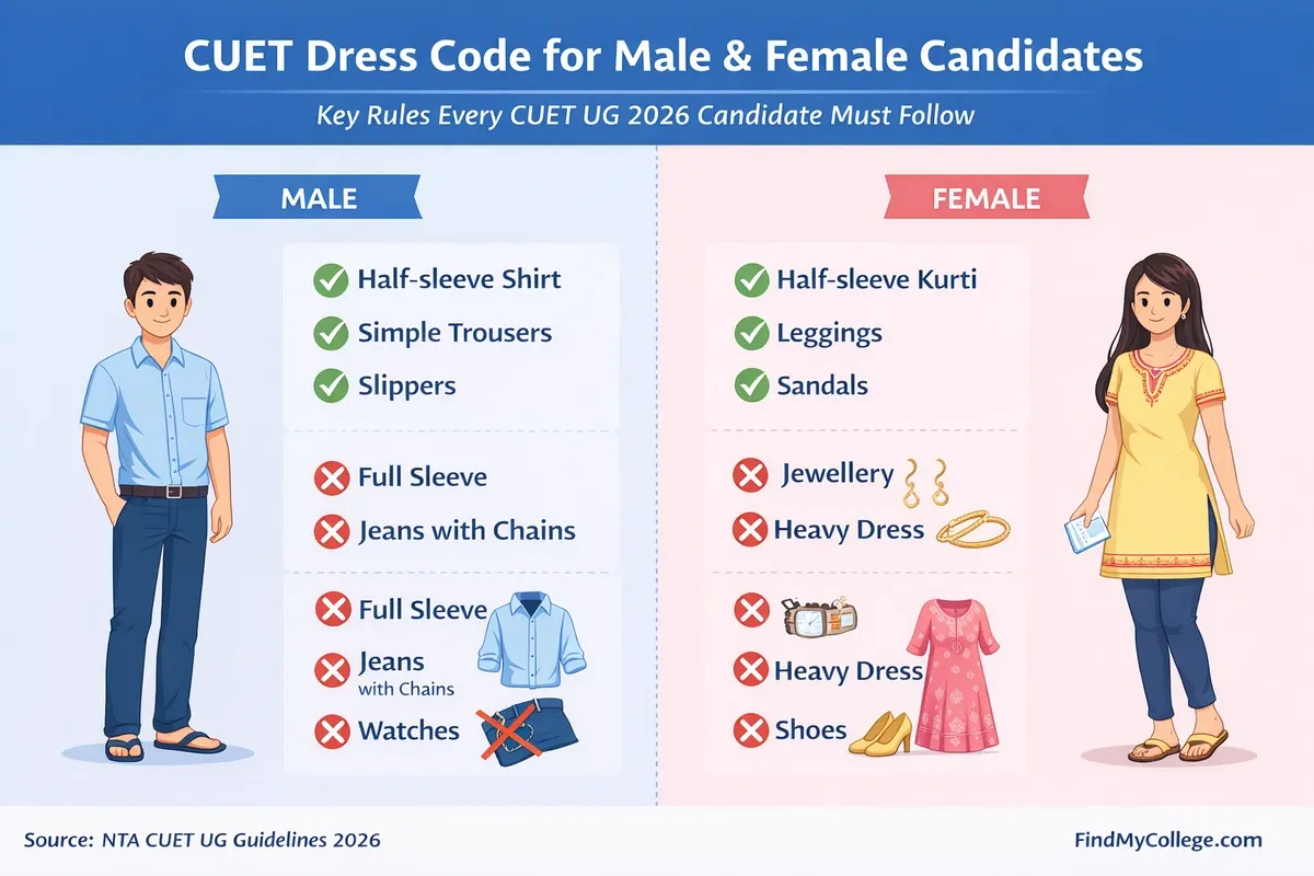 CUET Dress Code for Male & Female Candidates