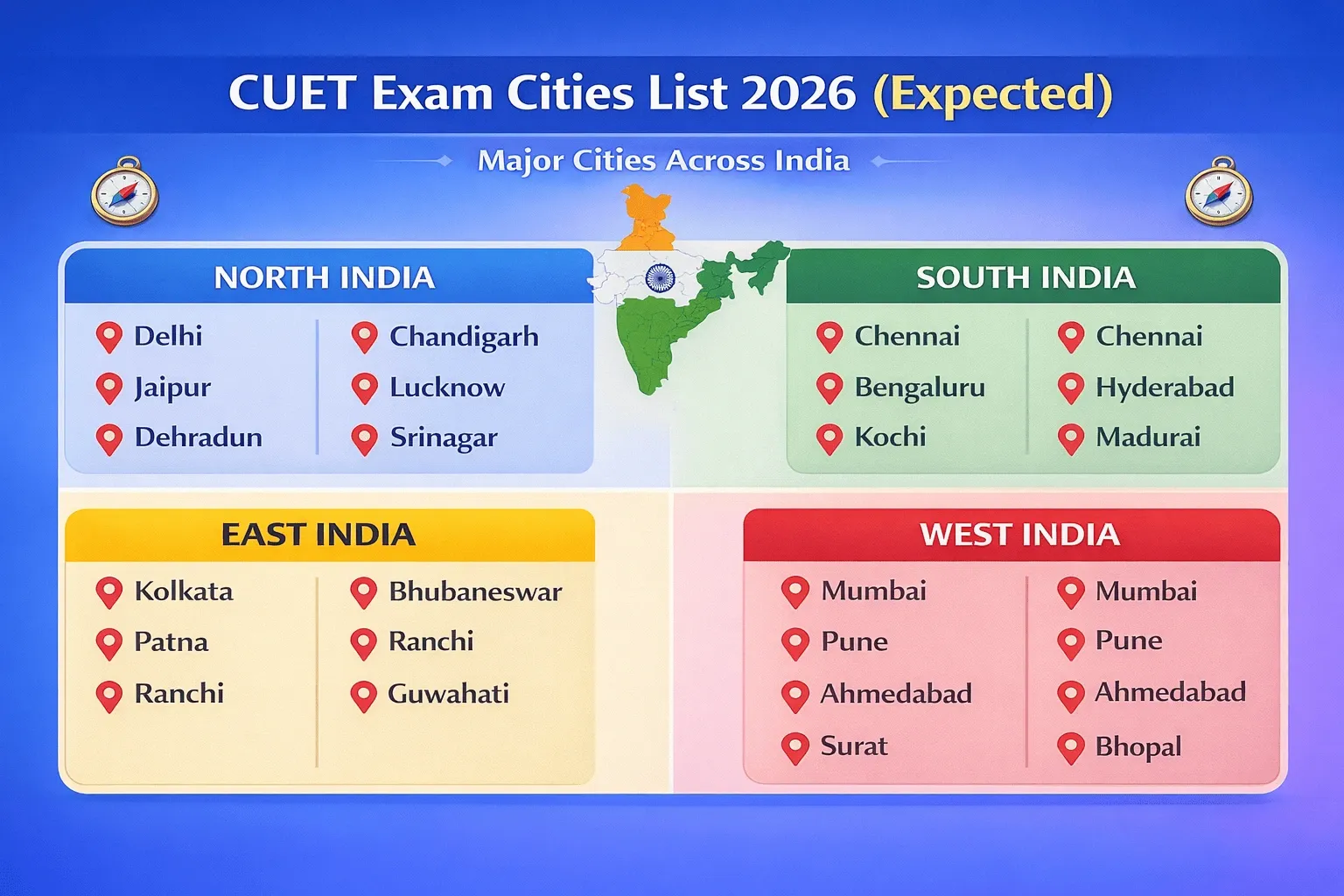 CUET Exam Cities List 2026