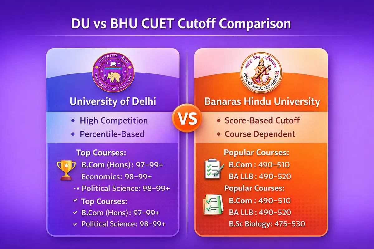 DU vs BHU CUET Cutoff Comparison