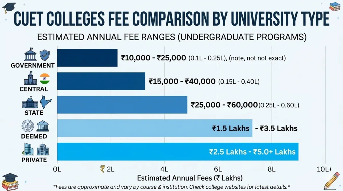 CUET Colleges Fees Comparison By University Type