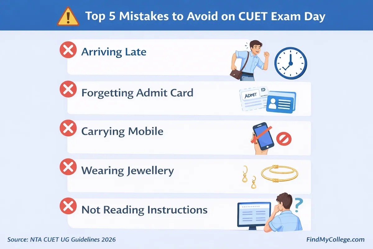 Top 5 Mistakes to Avoid on CUET Exam Day